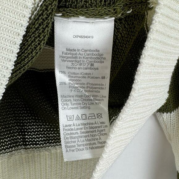 Madewell Sweater Womens Medium White Green Stripe Loose Knit Crewneck - Picture 11 of 14